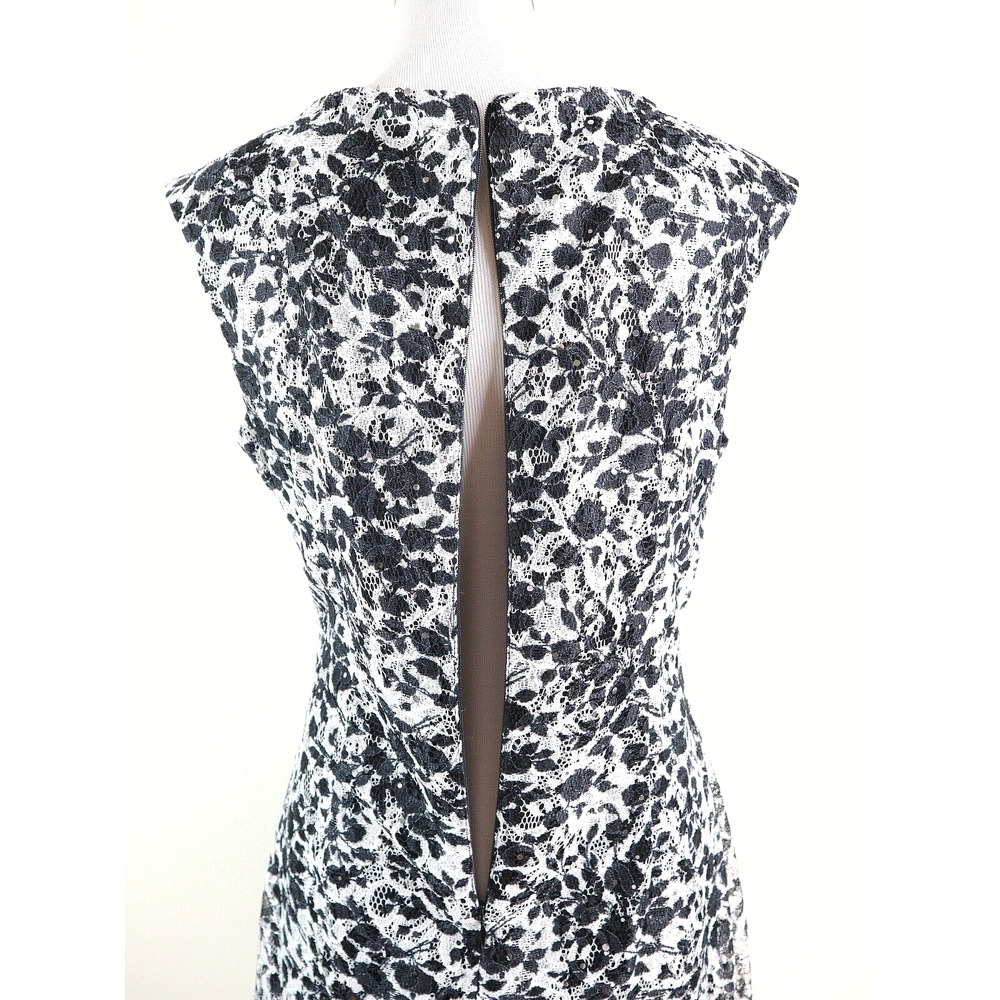 Eliza J Size 12 Lace Appliqué Sheath Dress Sequin Black White - Picture 8 of 10